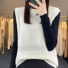 Women's Round Neck Knitted Pullover Cashmere Sweater Waistcoat Loose Wool Vest Slimming Vest - YLORESHOP