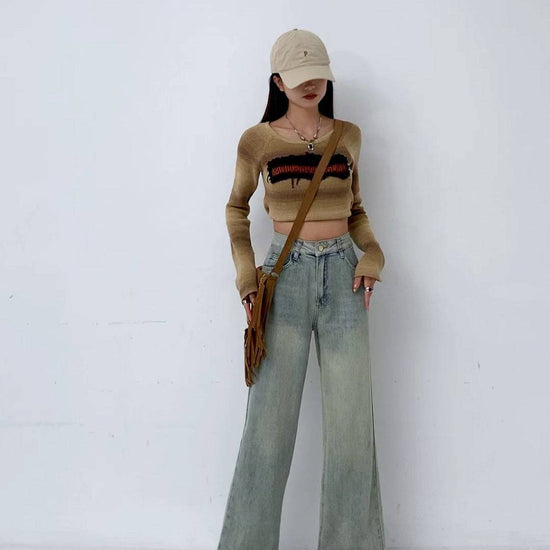 Light Blue Washed High Waist Jeans For Women - YLORESHOP