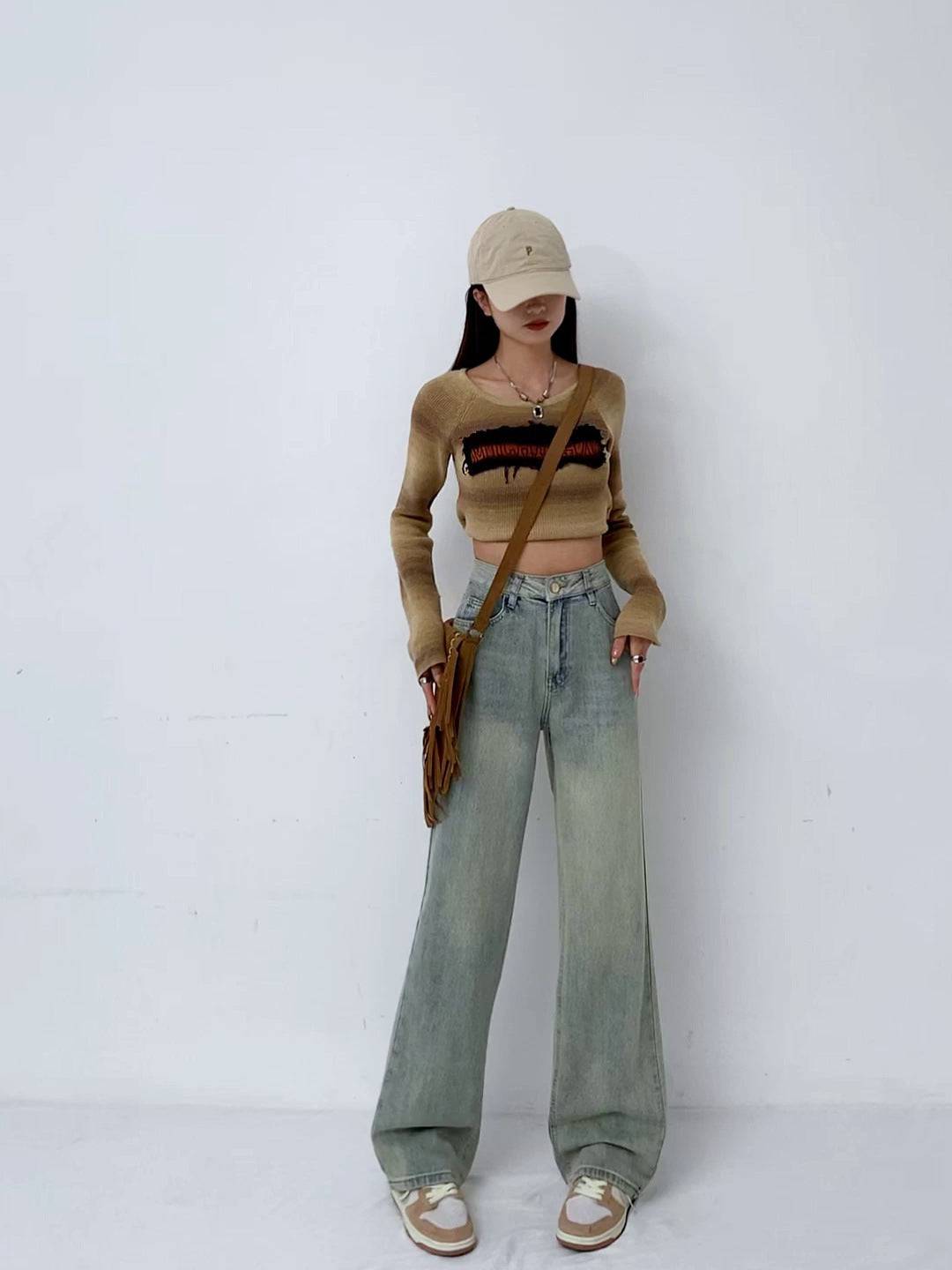 Light Blue Washed High Waist Jeans For Women - YLORESHOP