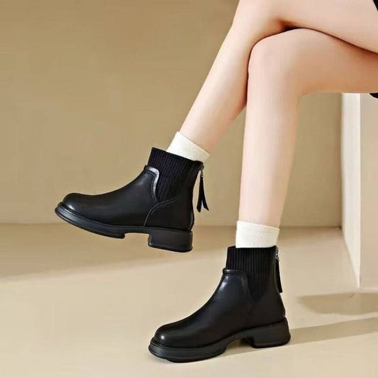 British Knitted Ankle Boots Thin Booties Martin Boots - YLORESHOP