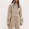 Women's V-neck Long-sleeved Midriff Outfit Sweatshirt Lace-up Sports Trousers - YLORESHOP