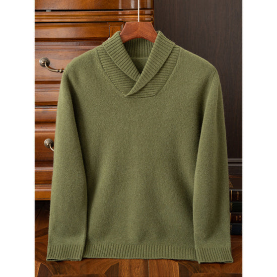 Men's Casual Fashion Collar Wool Pullover Sweater - YLORESHOP