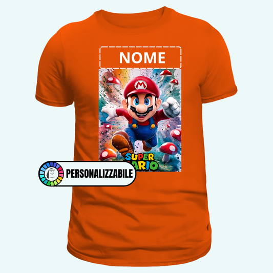 T-shirt per bambini stampa S. Mario/ personalizza con nome - YLORESHOP