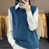 Women's Round Neck Knitted Pullover Cashmere Sweater Waistcoat Loose Wool Vest Slimming Vest - YLORESHOP