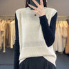 Women's Round Neck Knitted Pullover Cashmere Sweater Waistcoat Loose Wool Vest Slimming Vest - YLORESHOP