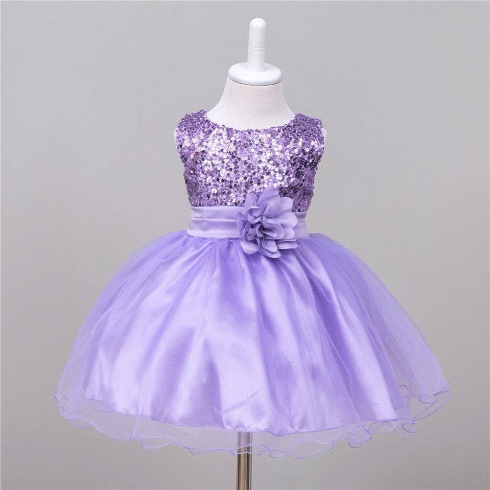 Baby Sequin Dress Flower Girl Wedding Princess Dress - YLORESHOP