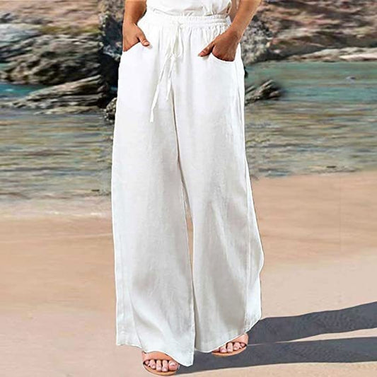 Loose Cotton And Linen Wide Leg Pants - YLORESHOP