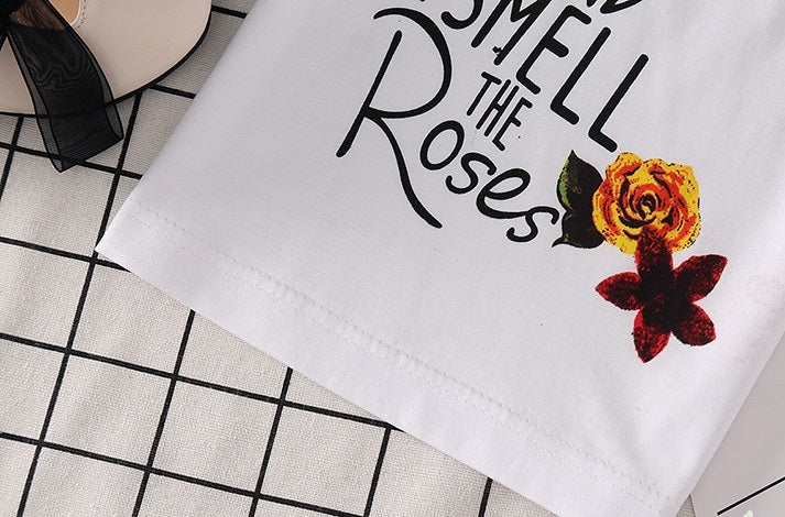 Kids Clothes White T-shirt Denim Skirt 2pcs Girls Suits - YLORESHOP