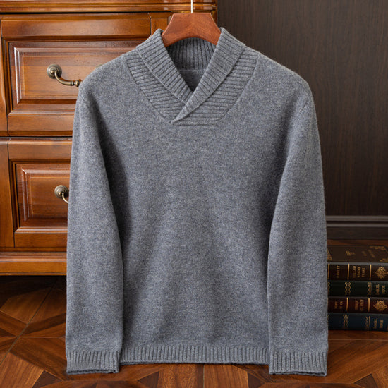 Men's Casual Fashion Collar Wool Pullover Sweater - YLORESHOP