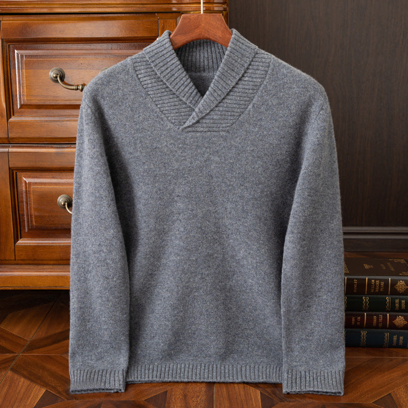 Men's Casual Fashion Collar Wool Pullover Sweater - YLORESHOP
