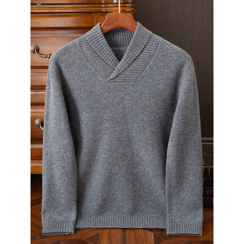 Men's Casual Fashion Collar Wool Pullover Sweater - YLORESHOP