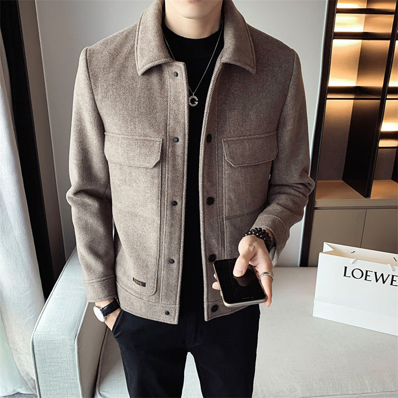 Men's Winter New Woolen Lapel Short Coat - YLORESHOP