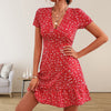 Fashion V-neck Loose Casual Holiday Floral Print Dress Women - YLORESHOP