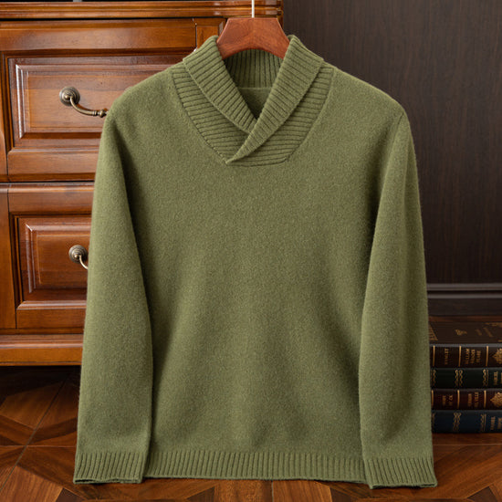 Men's Casual Fashion Collar Wool Pullover Sweater - YLORESHOP