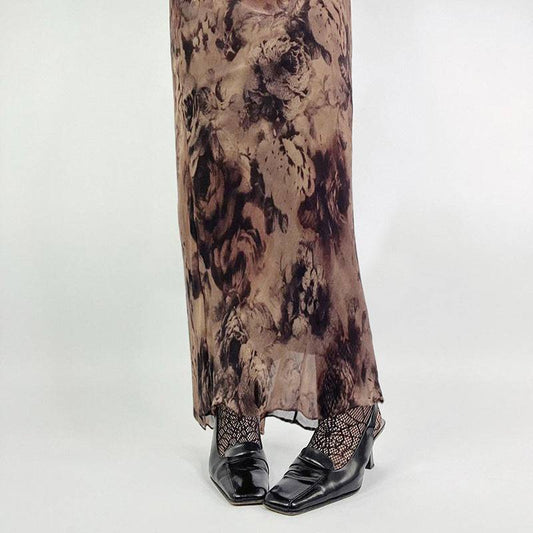 Women's Vintage Rose Print Skirt - YLORESHOP