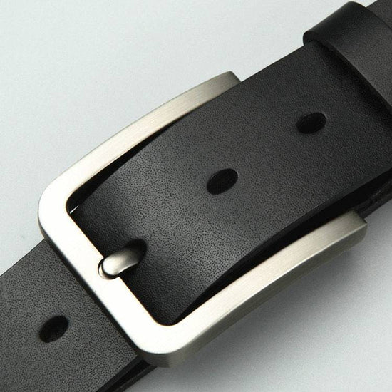 Cowhide Pin Buckle Belt Men's Single-layer Leather Punching Belt - YLORESHOP