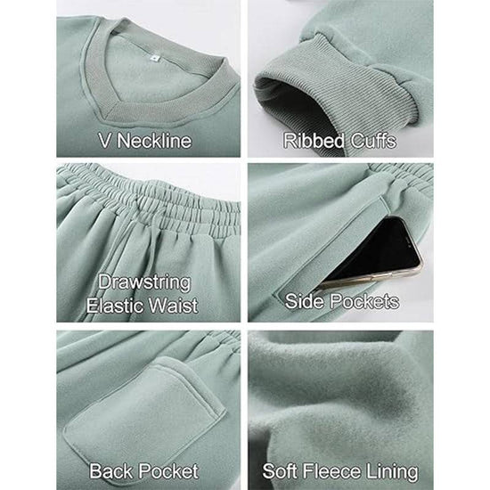 Women's V-neck Long-sleeved Midriff Outfit Sweatshirt Lace-up Sports Trousers - YLORESHOP