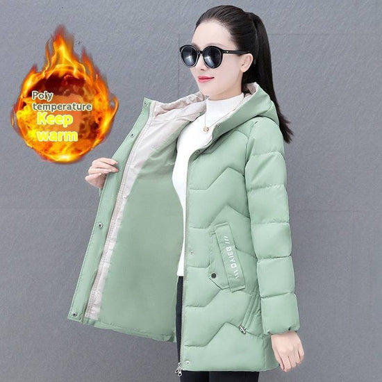 Mid-length Hooded Thickened Thermal Down Cotton-padded Coat - YLORESHOP