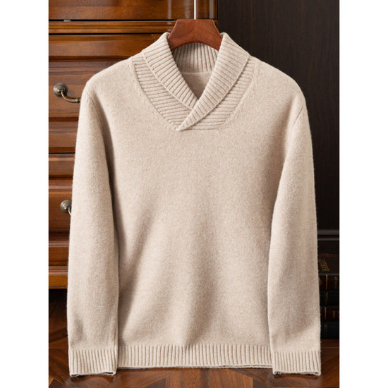 Men's Casual Fashion Collar Wool Pullover Sweater - YLORESHOP