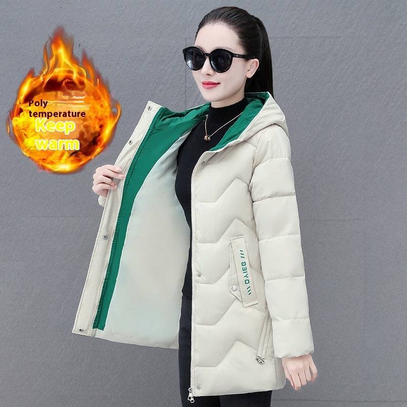 Mid-length Hooded Thickened Thermal Down Cotton-padded Coat - YLORESHOP