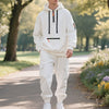 Men's Casual Sportswear Set, Fleece Lined Hoodie, Multi-Pocket Zipper Two-Piece