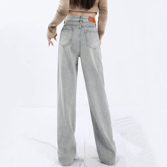 Light Blue Washed High Waist Jeans For Women - YLORESHOP