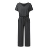 Women's Elastic Waist V-neck Wide-leg Jumpsuit - YLORESHOP