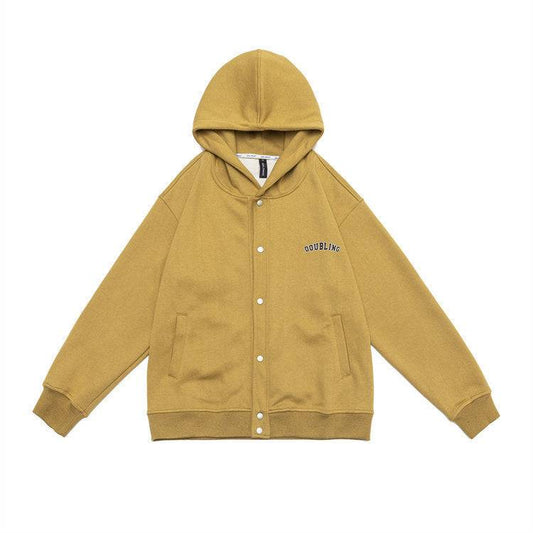 Men's Coat Solid Color Simple Single-breasted Cardigan Loose Casual Hooded Sweater - YLORESHOP