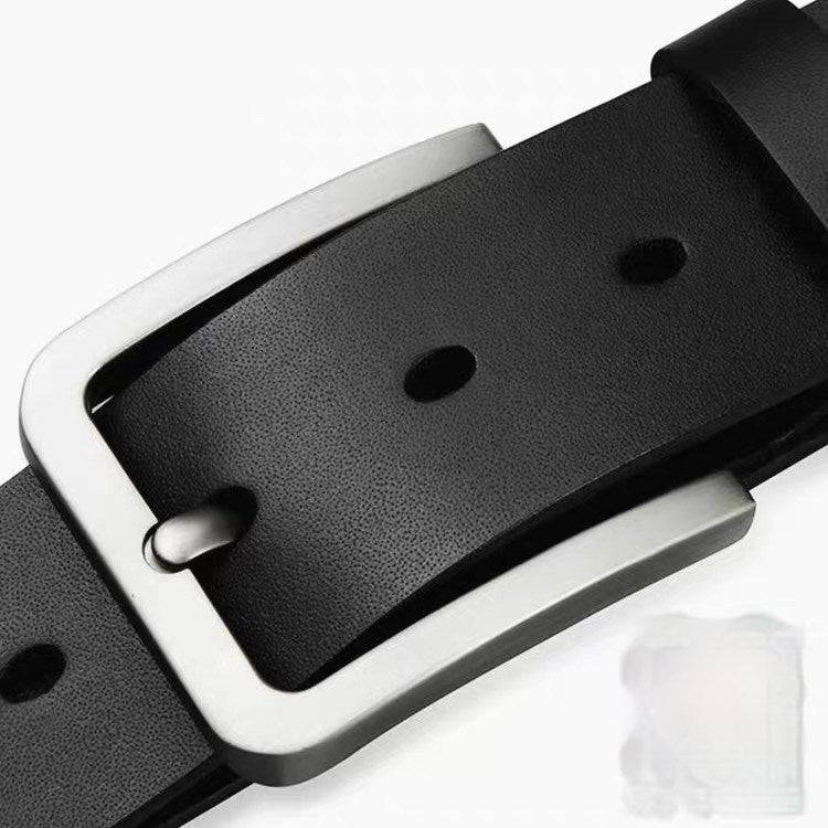 Cowhide Pin Buckle Belt Men's Single-layer Leather Punching Belt - YLORESHOP