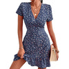 Fashion V-neck Loose Casual Holiday Floral Print Dress Women - YLORESHOP