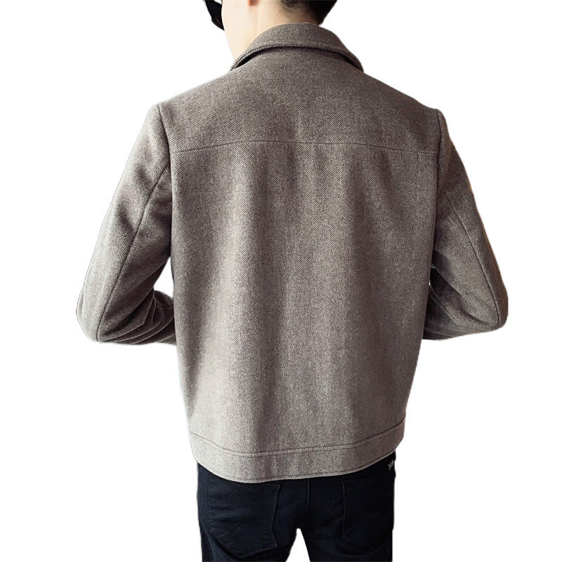 Men's Winter New Woolen Lapel Short Coat - YLORESHOP