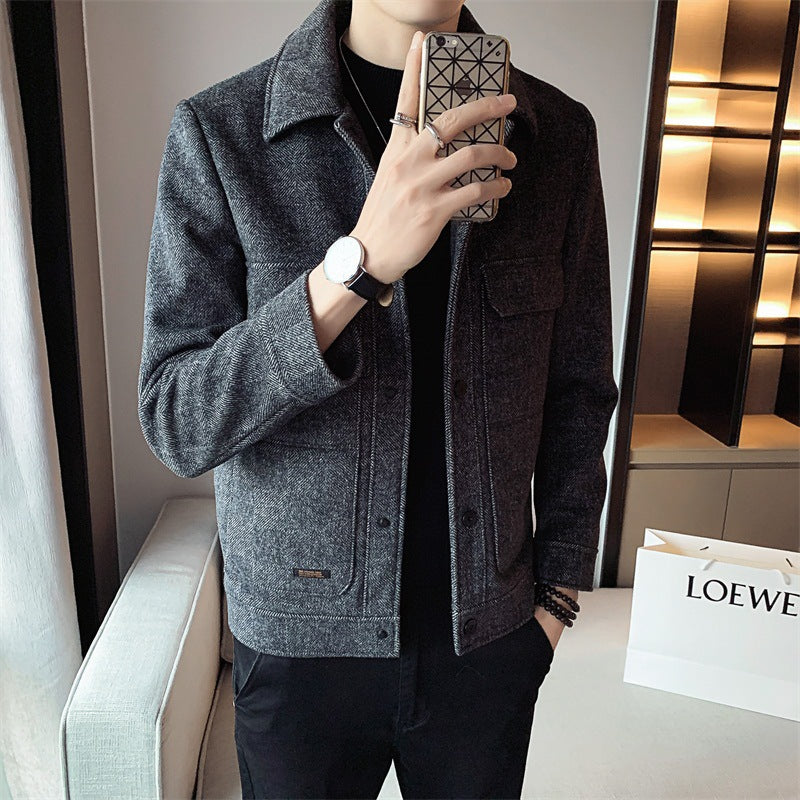 Men's Winter New Woolen Lapel Short Coat - YLORESHOP