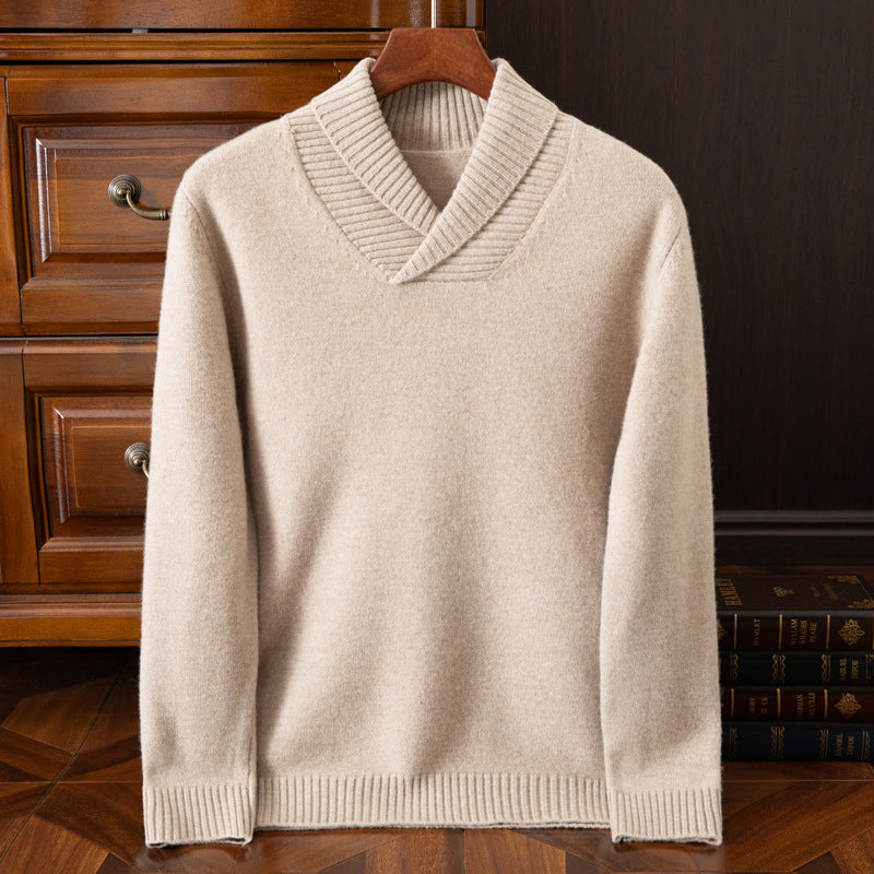 Men's Casual Fashion Collar Wool Pullover Sweater - YLORESHOP