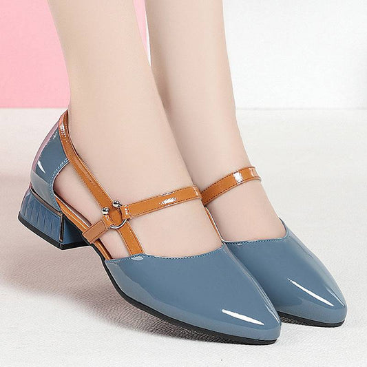 Bright Leather Soft Bottom Contrast Color Hollow Leather Shoes Women's Sandals - YLORESHOP