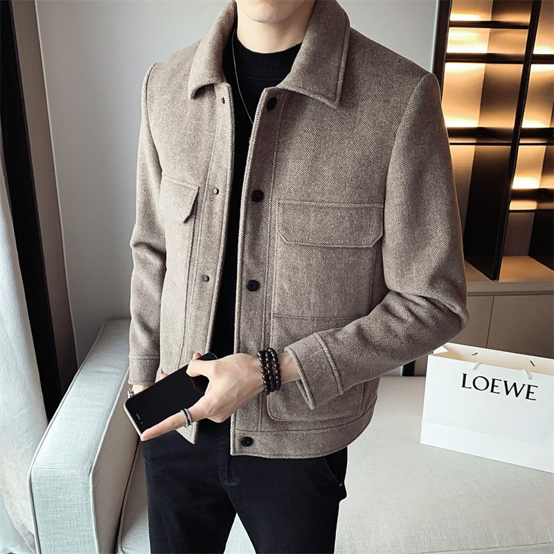 Men's Winter New Woolen Lapel Short Coat - YLORESHOP