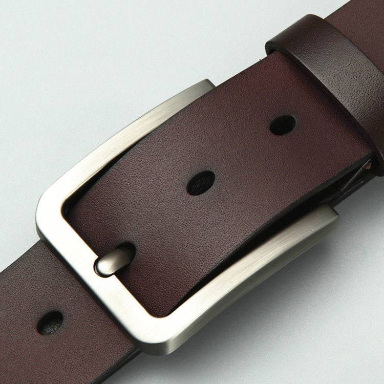 Cowhide Pin Buckle Belt Men's Single-layer Leather Punching Belt - YLORESHOP