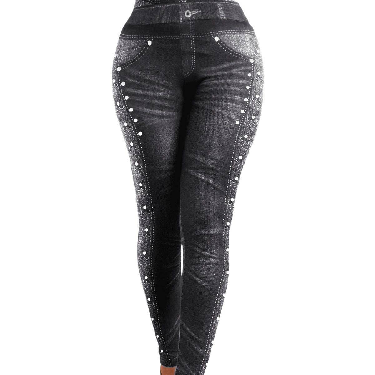 Denim Yoga Pants Skinny Hip Raise Slim Fitted Waist - YLORESHOP