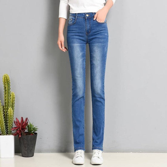 Women's Slim Fit Elastic Straight Jeans - YLORESHOP