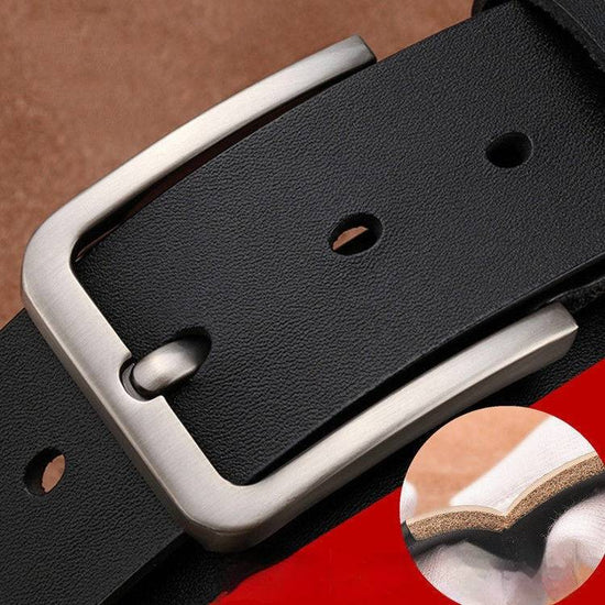 Cowhide Pin Buckle Belt Men's Single-layer Leather Punching Belt - YLORESHOP