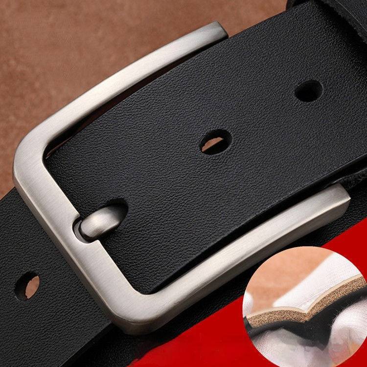 Cowhide Pin Buckle Belt Men's Single-layer Leather Punching Belt - YLORESHOP