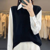 Women's Round Neck Knitted Pullover Cashmere Sweater Waistcoat Loose Wool Vest Slimming Vest - YLORESHOP