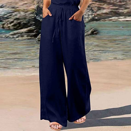 Loose Cotton And Linen Wide Leg Pants - YLORESHOP